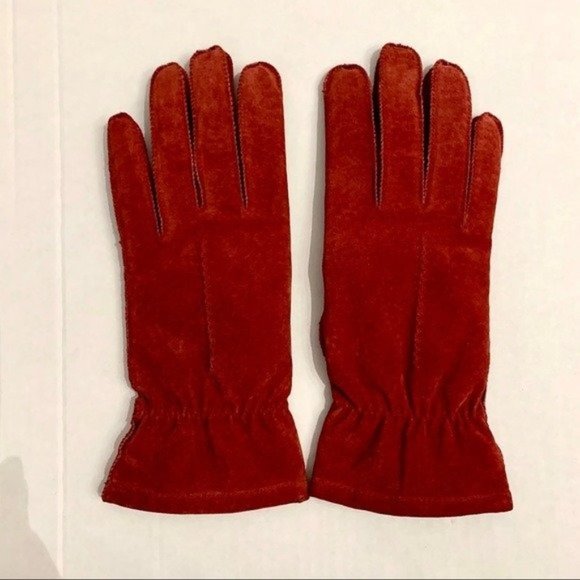 Red Leather gloves winter fall size medium women’s - Picture 2 of 6